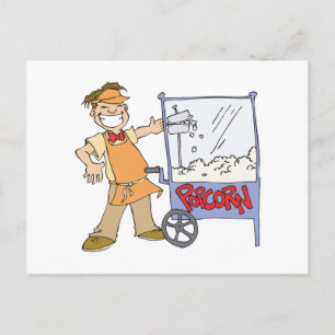 Postal cesta de palomitas de maíz del vendedor de palomit
