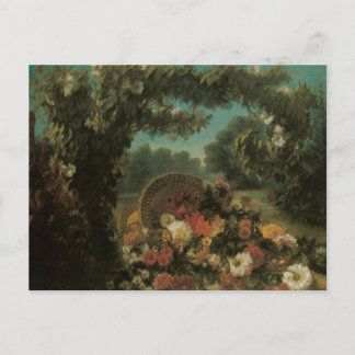 Postal Cesta Delacroix De Flores En Un Parque