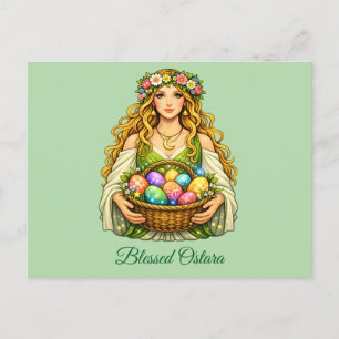 Postal Cesta floral del equinoccio de primavera de la dio