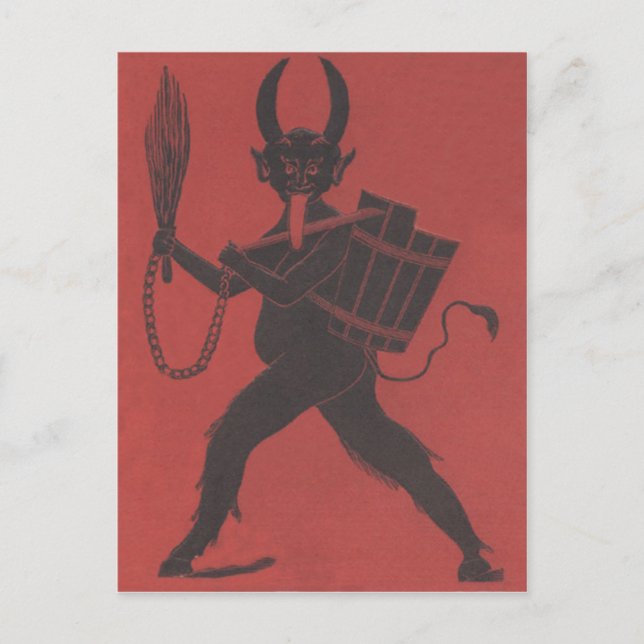 Postal Cesta Roja de Krampus Interruptor de Cadena Lengua (Anverso)