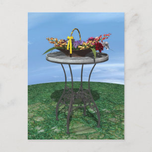 Postal Cesta Vintage de Flores