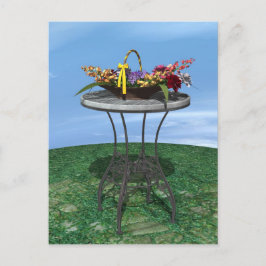 Postal Cesta Vintage de Flores