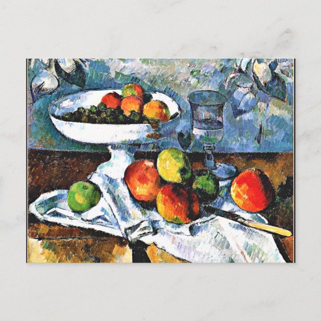 Postal Cezanne - Compositor, Vidrio, Manzanas (Anverso)