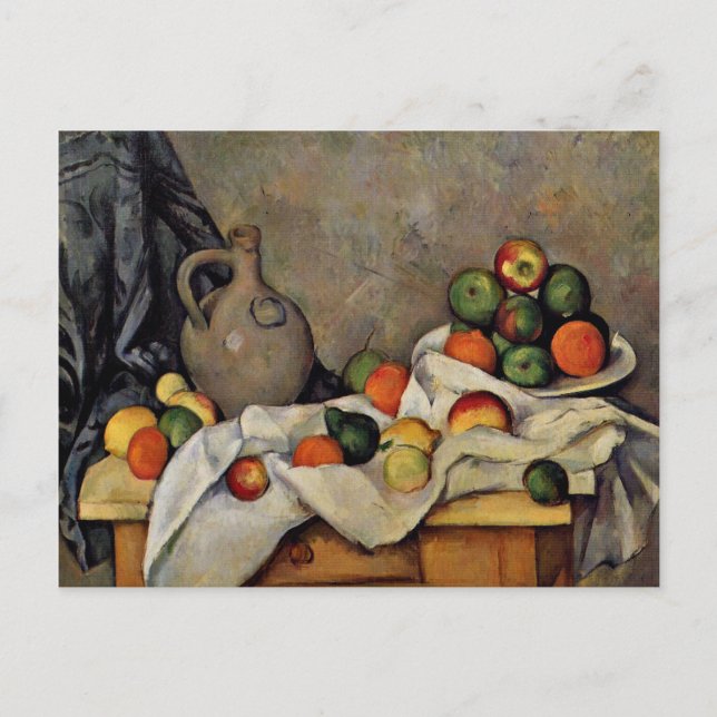Postal Cezanne - Cortina, jugo y fruta (Anverso)