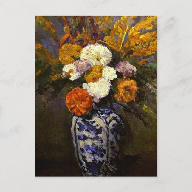 Postal Cezanne - Dahlias, floral painting (Anverso)