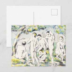 Postal Cezanne Los Bañistas Grabado Litográfico Vintage A