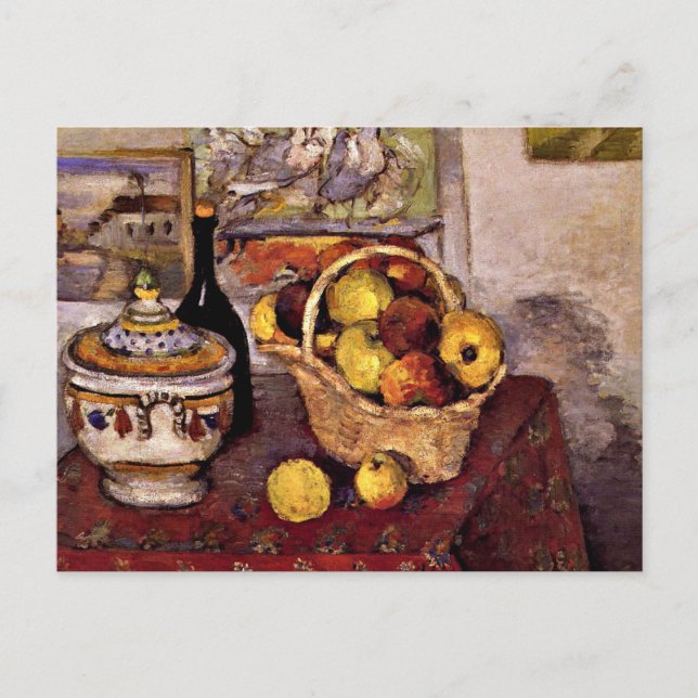Postal Cezanne - Todavía la vida con la sopa tureen (Anverso)