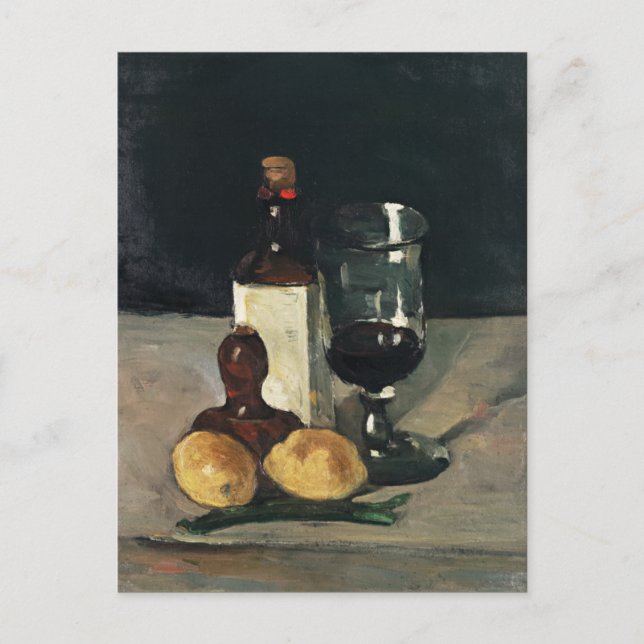 Postal Cezanne - Vida fija con botellas, vidrio, lemones (Anverso)