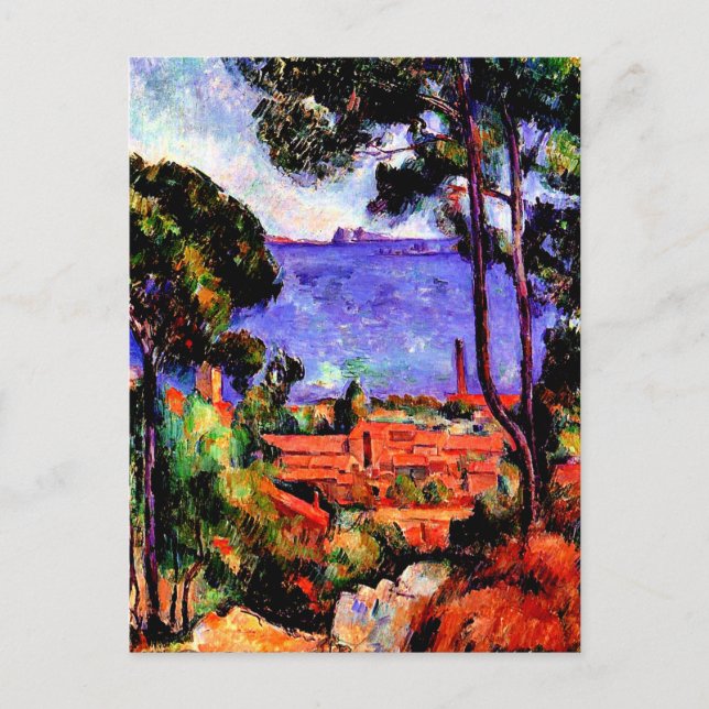 Postal Cezanne - Vista a través de los árboles (Anverso)