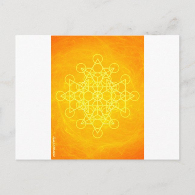 Postal Chakra Mandala Geometría sagrada Amarillo brillant (Anverso)
