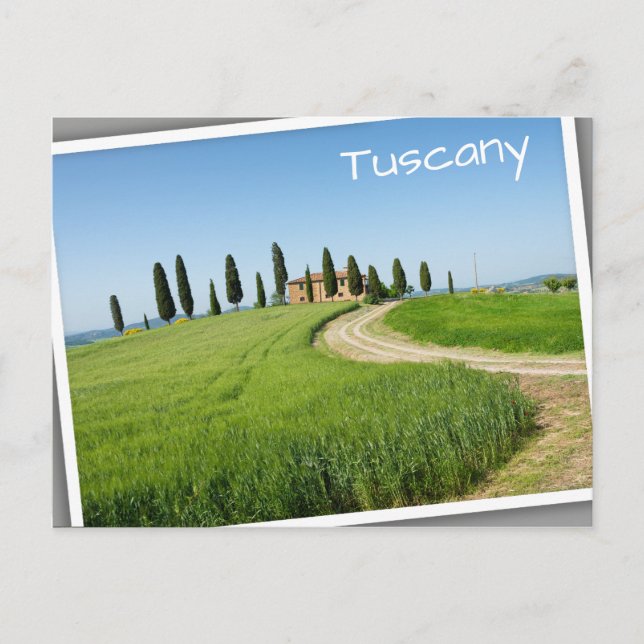 Postal Chalet de campo con cipreses en la Toscana (Anverso)