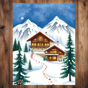 Postal Chalet de los Alpes suizos Viaje de invierno en la