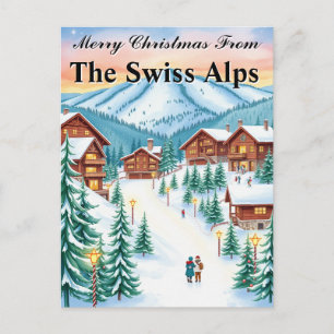 Postal Chalet de montaña acogedor de Navidad en los Alpes
