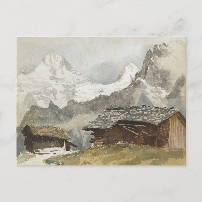 Postal Chalets, Breithorn, Murren por John Singer Sargent (Anverso)