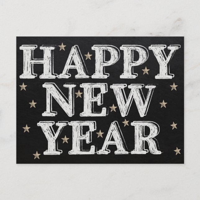 Postal Chalk Happy New Year Postcard (Anverso)