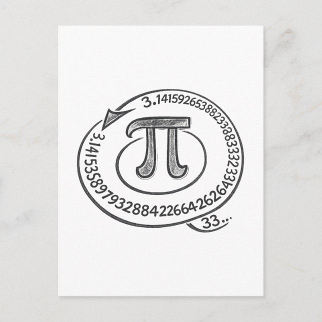 Postal Chalk Style Pi Symbol with Digits – Math Pi Day (Anverso)