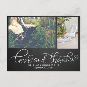 Postal Chalkboard Boda Amor Y Gracias Dos fotos