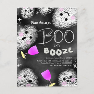 Postal Chalkboard Fantasma Boo Bebida Halloween Adulto