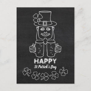 Postal Chalkboard Leprechaun, Día de San Patricio
