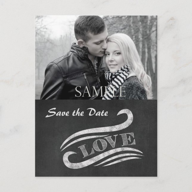Postal Chalkboard Love Save the Date (Anverso)
