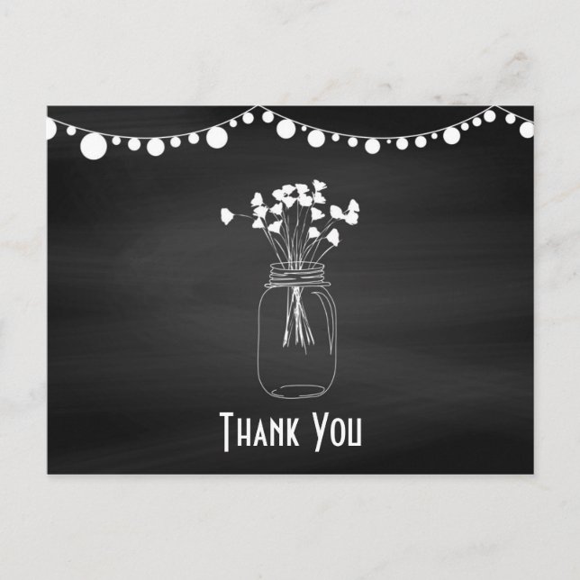 Postal Chalkboard Mason Jar Boda Gracias (Anverso)