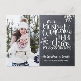 Postal Chalkboard Snowflake Merry Christmas Photo