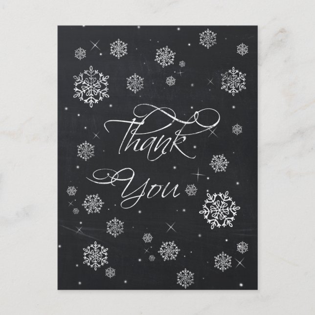 Postal Chalkboard Snowflakes Bridal Shower Gracias Tarjet (Anverso)