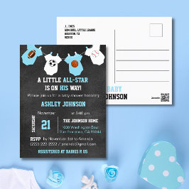 Postal Chalkboard Sports Little ALL STAR Baby Shower