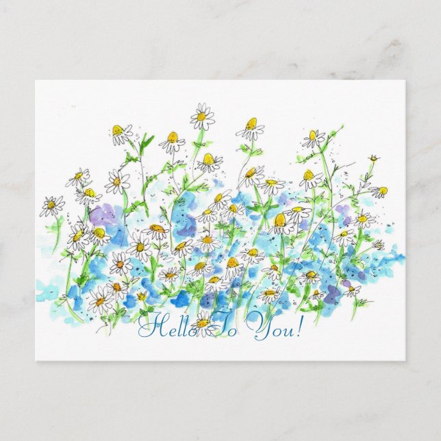 Postal Chamomile Daisy Garden Hola A Ti (Anverso)