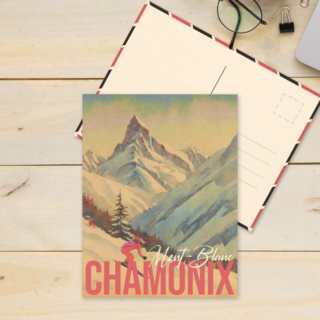 Postal Chamonix France Vintage Mont Blanc Skiing 1950 (Subido por el creador)