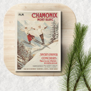 Postal Chamonix Mont Blanc Esquí Francés Vintage 