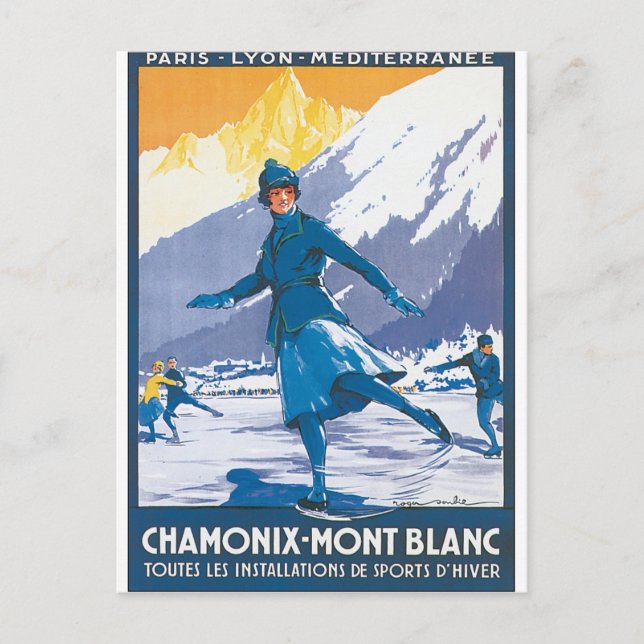 Postal Chamonix Mont Blanc Vintage Poster de Viajes (Anverso)