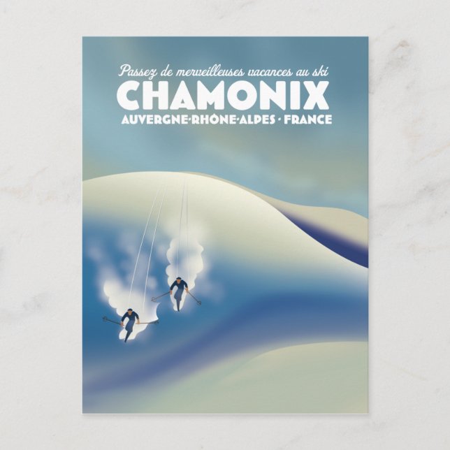 Postal Chamonix - poster de esquí de Auvergne-Rhône-Alpes (Anverso)