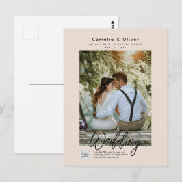 Postal Champagne Blush PHOTO Wedding Invitation QR Code