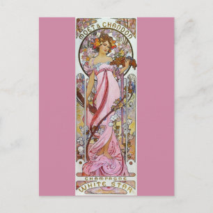Postal Champagne rosa - Art Nouveau