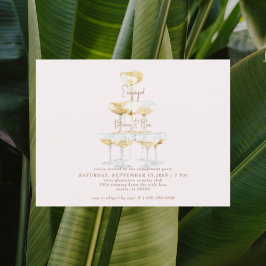 Postal Champagne Tower Gold Text Rubor Engagement Party