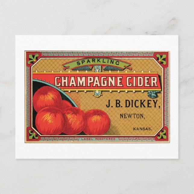 Postal Champán Cider JB Dickey, Newton, Kansas (Anverso)