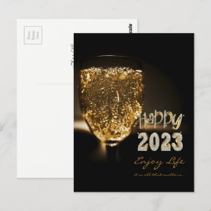 Postal Champán de vino espumoso Inspirador Feliz 2023