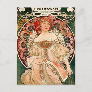 Postal champán rosado - arte Nouveau