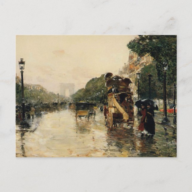 Postal Champs Elysee, Hassam Post Card Card (Anverso)