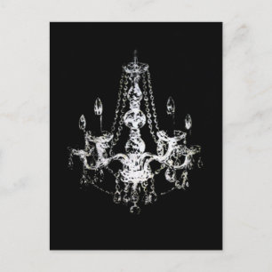 Postal Chandelier Elegance ~ Postcard Black White Fun
