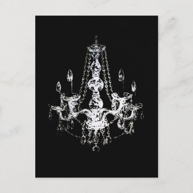 Postal Chandelier Elegance ~ Postcard Black White Fun (Anverso)