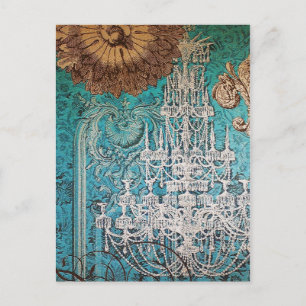 Postal Chandelier Romance ~ Postcard