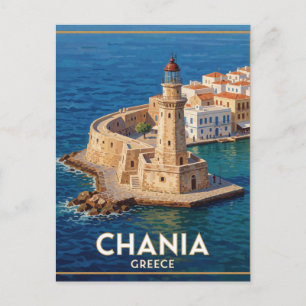 Postal Chania Grecia Faro Egipcio Viaje 