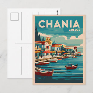 Postal Chania Grecia playas vintage regalos souvenirs
