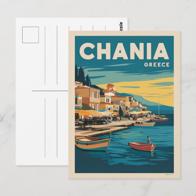 Postal Chania Grecia recuerdos de regalos vintage (Anverso / Reverso)