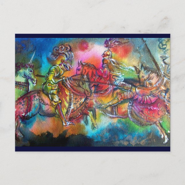 POSTAL CHANSON DE ROLAND/ COMBATE DE KNIGHTS EN TORNEO (Anverso)