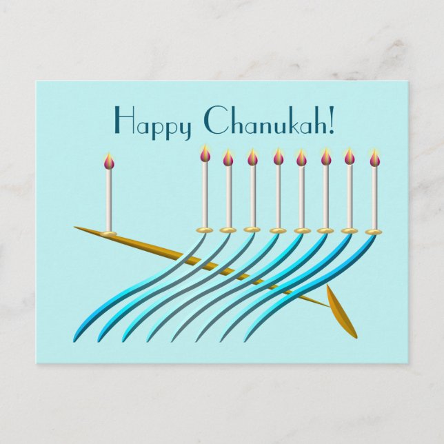 Postal Chanukah Menorah de estilo medio siglo (Anverso)