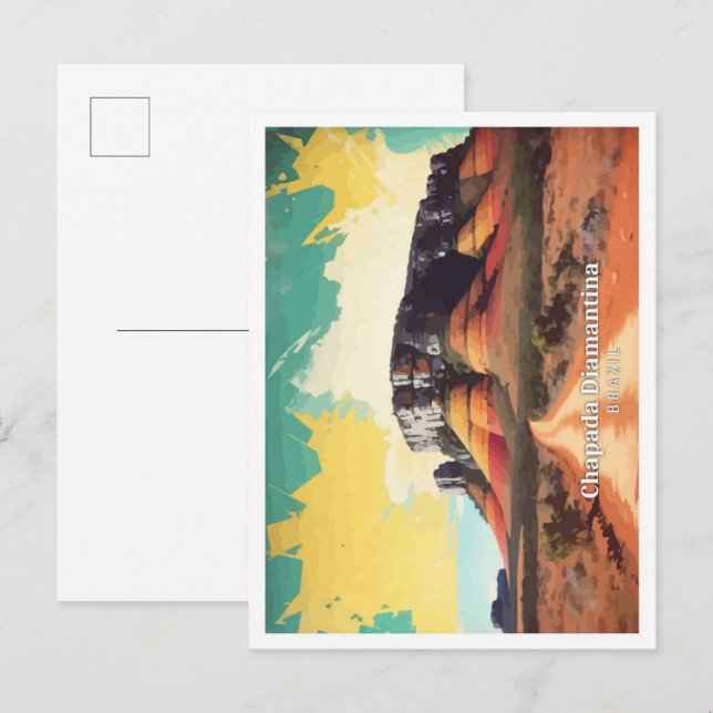Postal Chapada Diamantina Pop Art Ilustracion de viajes (Anverso / Reverso)
