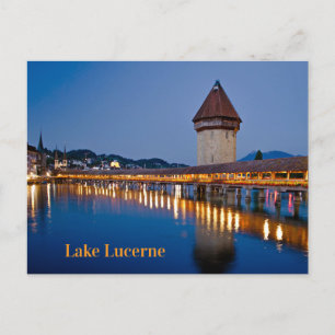 Postal Chapel Bridge Lake Lucern de noche